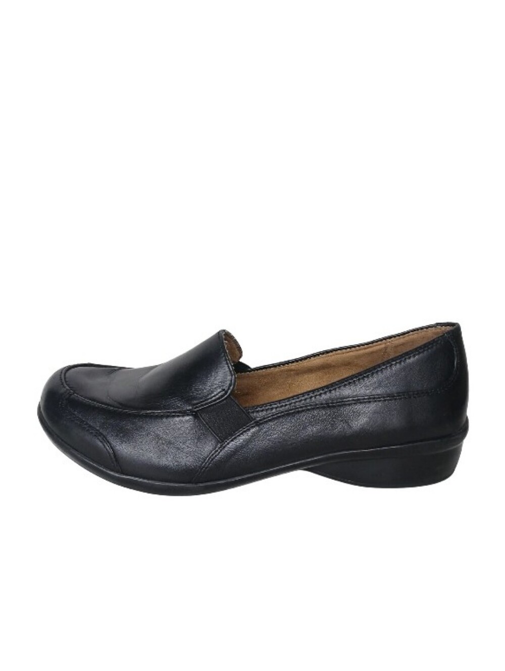 Natural Soul Loafers Women's 9 W Black Leather Slip-on Heeled Office Shoes